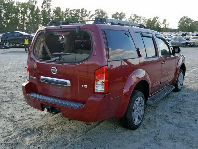 5N1AR18U15C764027 - 2005 NISSAN PATHFINDER RED photo 4