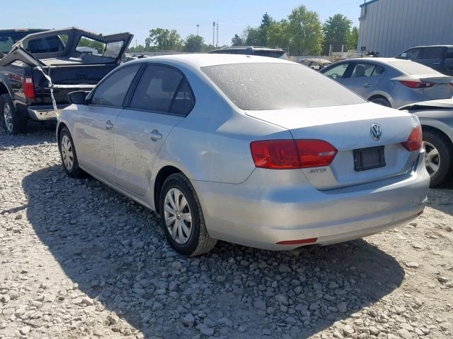 3VW2K7AJ3DM226777 - 2013 VOLKSWAGEN JETTA BASE SILVER photo 3