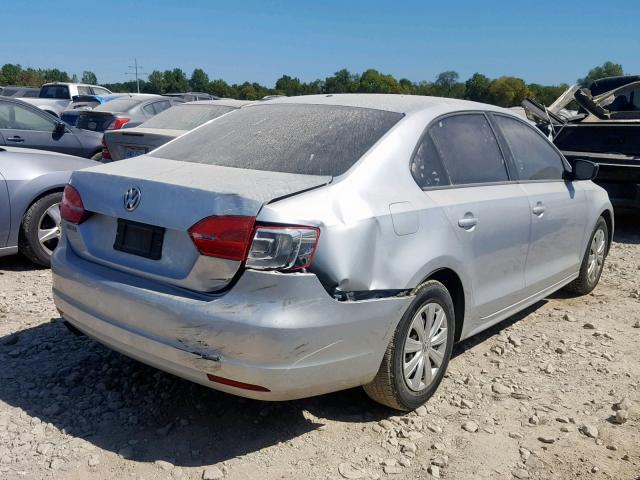 3VW2K7AJ3DM226777 - 2013 VOLKSWAGEN JETTA BASE SILVER photo 4