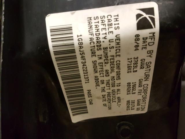 1G8AJ54F34Z231371 - 2004 SATURN ION LEVEL MAROON photo 10