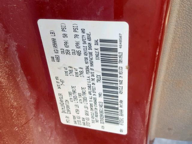 3D7KR28A38G114613 - 2008 DODGE RAM 2500 S წითელი ფოტო 10