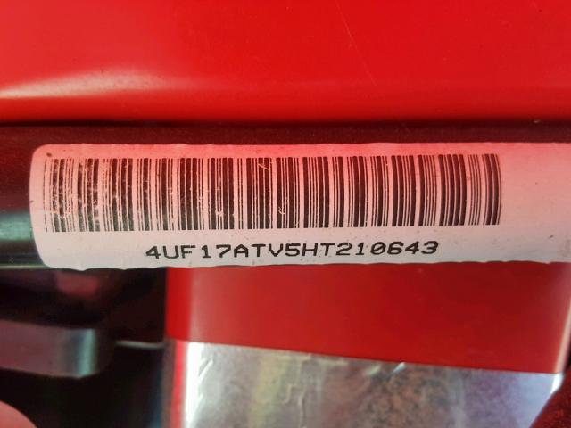 4UF17ATV5HT210643 - 2017 ARCTIC CAT ATV 500 RED photo 10