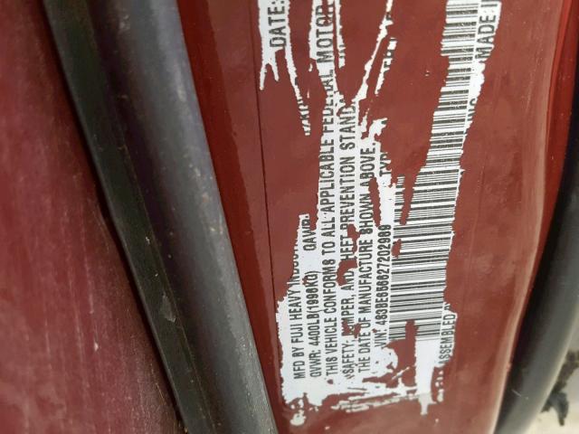 4S3BH625746305012 - 2004 SUBARU LEGACY L S RED photo 10