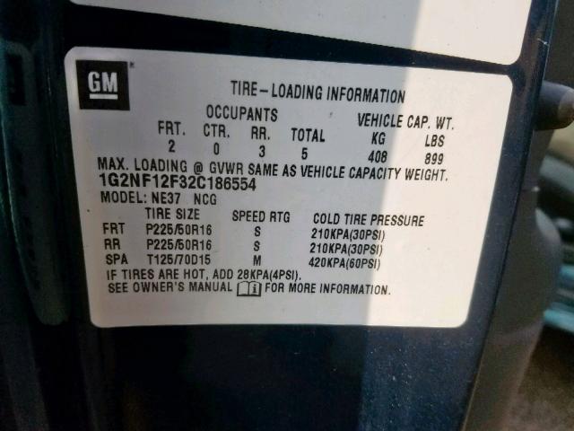 1G2NF12F32C186554 - 2002 PONTIAC GRAND AM S BLUE photo 10