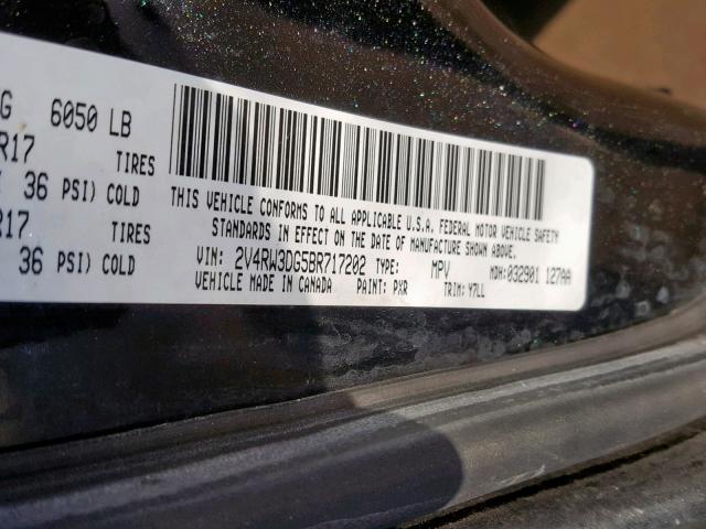 2V4RW3DG5BR717202 - 2011 VOLKSWAGEN ROUTAN SE BLACK photo 10