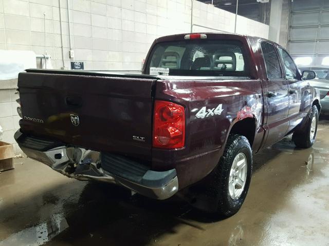 1D7HW48K25S326849 - 2005 DODGE DAKOTA QUA MAROON photo 4