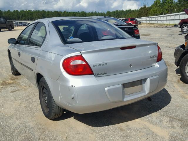 1B3ES26CX4D624045 - 2004 DODGE NEON BASE SILVER photo 3