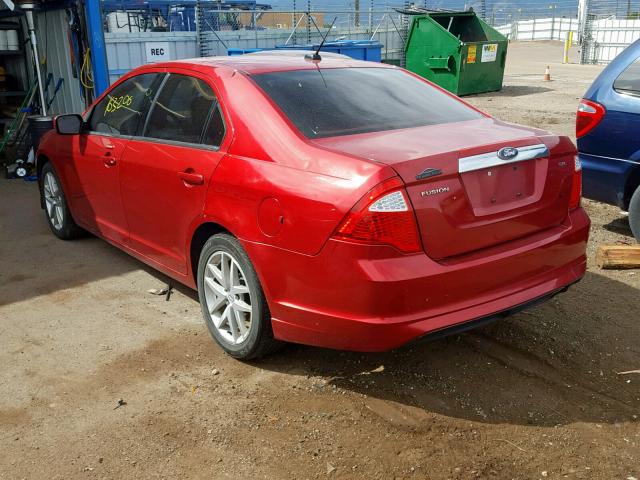 3FAHP0JA0AR320481 - 2010 FORD FUSION SEL RED photo 3
