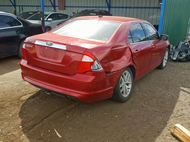 3FAHP0JA0AR320481 - 2010 FORD FUSION SEL RED photo 4