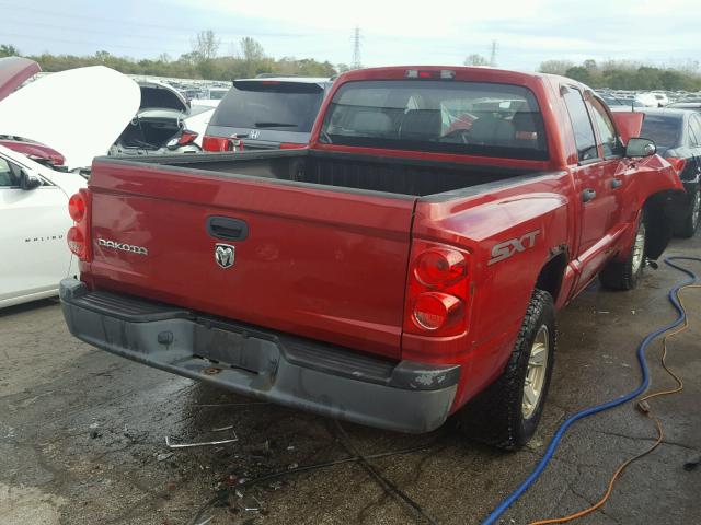 1D7HE38K08S532236 - 2008 DODGE DAKOTA SXT BURGUNDY photo 4