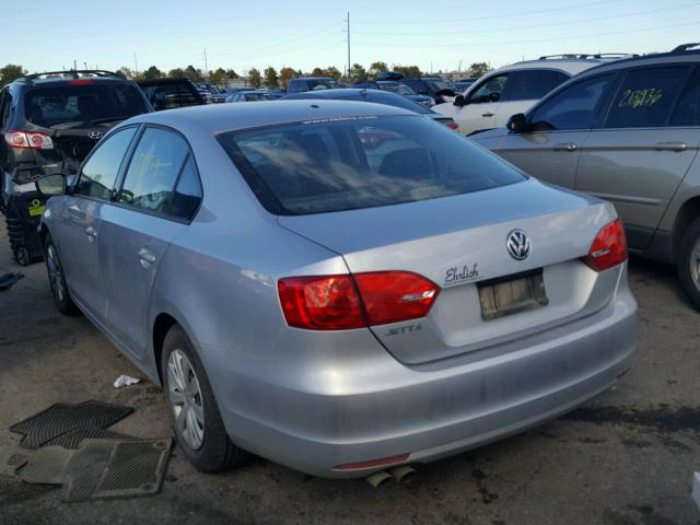 3VW2K7AJ9EM253998 - 2014 VOLKSWAGEN JETTA BASE SILVER photo 3