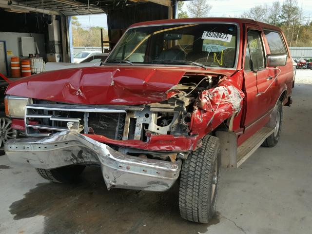 1FMEU15N9MLA35544 - 1991 FORD BRONCO U10 RED photo 2