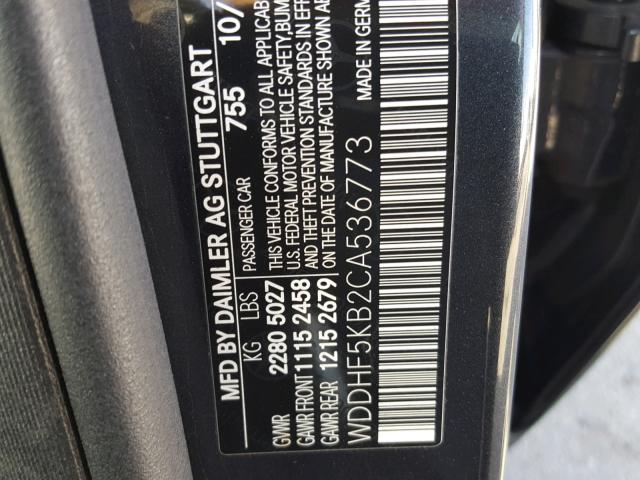 WDDHF5KB2CA536773 - 2012 MERCEDES-BENZ E 350 BLACK photo 10