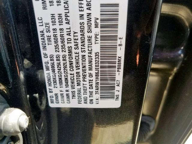 7FARW1H86JE032335 - 2018 HONDA CR-V EXL GRAY photo 10