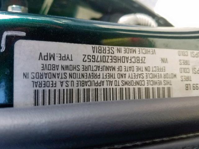 ZFBCFADH6EZ017652 - 2014 FIAT 500L TREKK GREEN photo 10