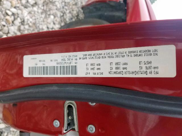 1J8FF47W67D352098 - 2007 JEEP COMPASS RED photo 10