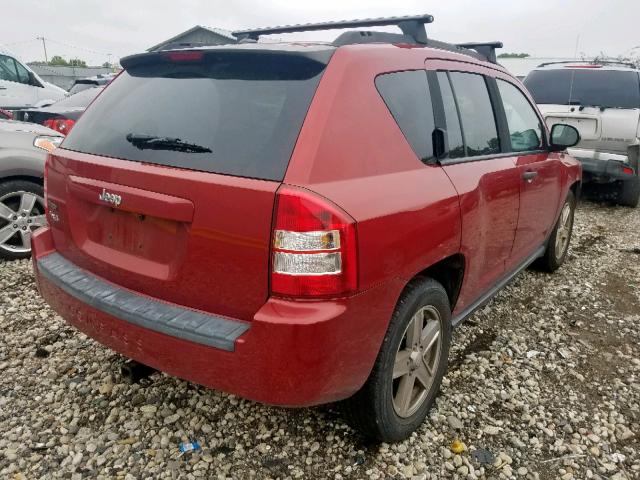1J8FF47W67D352098 - 2007 JEEP COMPASS RED photo 4