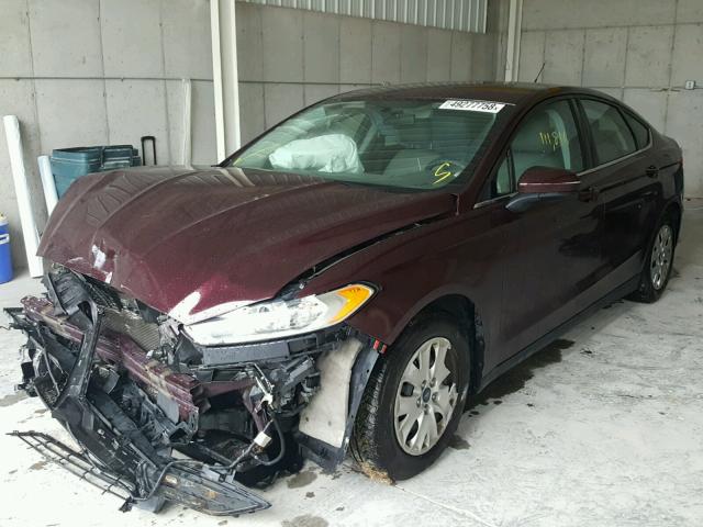 3FA6P0G71DR168475 - 2013 FORD FUSION S MAROON photo 2