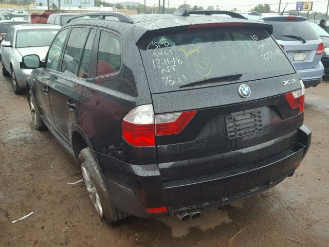 WBXPC9C44AWJ37162 - 2010 BMW X3 XDRIVE3 BLACK photo 3