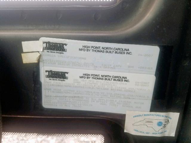 4UZABPDC68CZ11225 - 2008 FREIGHTLINER CHASSIS B2 黄色 照片 10