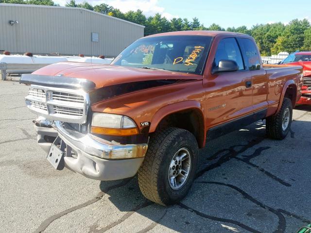 1B7GG22X4YS601041 - 2000 DODGE DAKOTA ORANGE photo 2