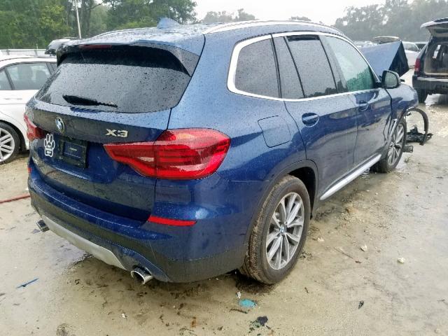 5UXTR9C54JLD64695 - 2018 BMW X3 XDRIVE3 BLUE photo 4