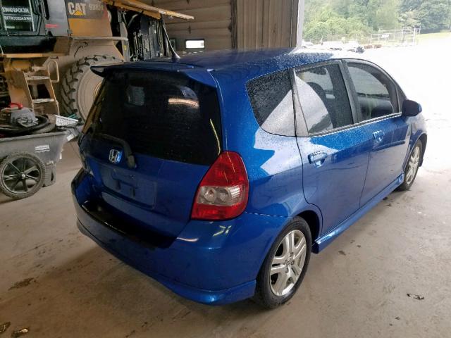 JHMGD38658S011491 - 2008 HONDA FIT SPORT BLUE photo 4