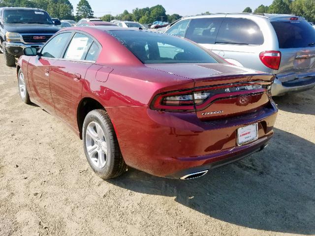 2C3CDXBG0KH653645 - 2019 DODGE CHARGER SX BURGUNDY photo 3