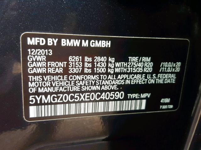 5YMGZ0C5XE0C40590 - 2014 BMW X6 M BLACK photo 10