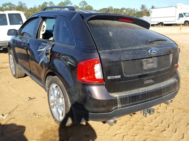 2FMDK3JC8EBB44984 - 2014 FORD EDGE SEL BLACK photo 3