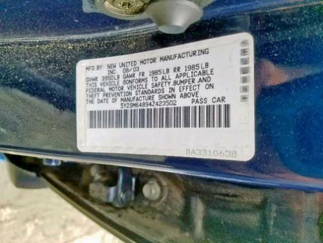 5Y2SM64894Z423502 - 2004 PONTIAC VIBE BLUE photo 10