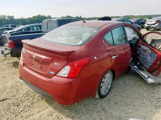 3N1CN7AP1FL883365 - 2015 NISSAN VERSA S RED photo 4