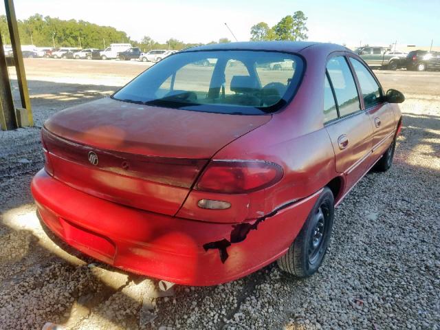 1MEFM13P6WW615573 - 1998 MERCURY TRACER LS RED photo 4