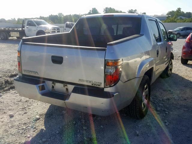 2HJYK16228H509067 - 2008 HONDA RIDGELINE SILVER photo 4