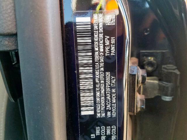 ZACCJAAT0FPB68926 - 2015 JEEP RENEGADE S შავი ფოტო 10