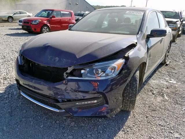 1HGCR3F82GA002503 - 2016 HONDA ACCORD EXL BLUE photo 2