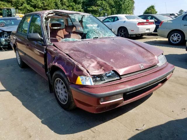 1HGED3658ML058264 - 1991 HONDA CIVIC LX BURGUNDY photo 1