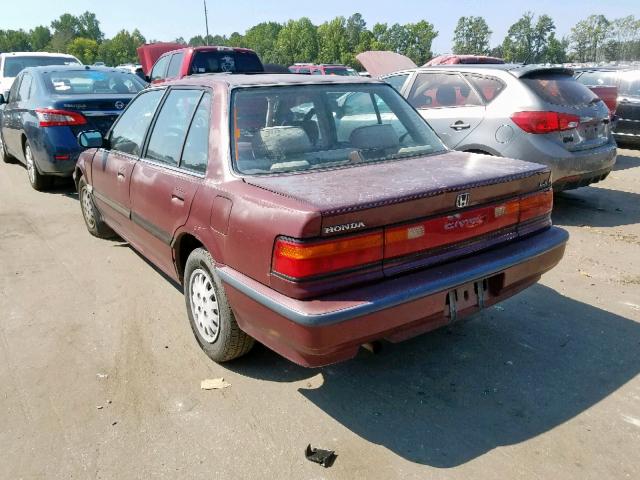 1HGED3658ML058264 - 1991 HONDA CIVIC LX BURGUNDY photo 3