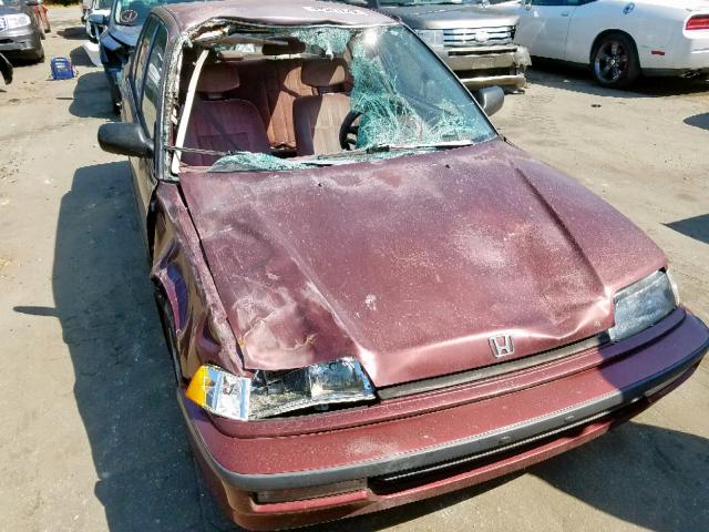 1HGED3658ML058264 - 1991 HONDA CIVIC LX BURGUNDY photo 9