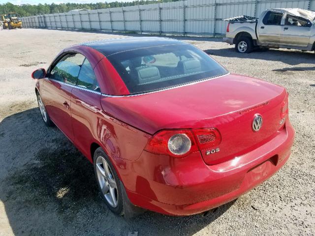 WVWDA71F57V015620 - 2007 VOLKSWAGEN EOS 2.0T S RED photo 3