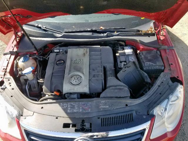 WVWDA71F57V015620 - 2007 VOLKSWAGEN EOS 2.0T S RED photo 7