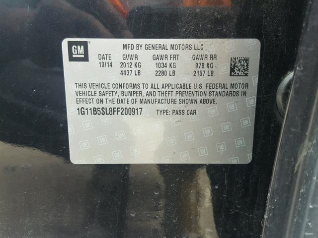 1G11B5SL8FF200917 - 2015 CHEVROLET MALIBU LS 黑色 照片 10