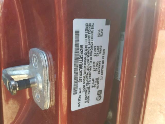 6G2EC57Y09L305149 - 2009 PONTIAC G8 GT RED photo 10