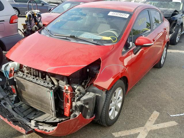 KNADN4A30D6100909 - 2013 KIA RIO EX RED photo 2