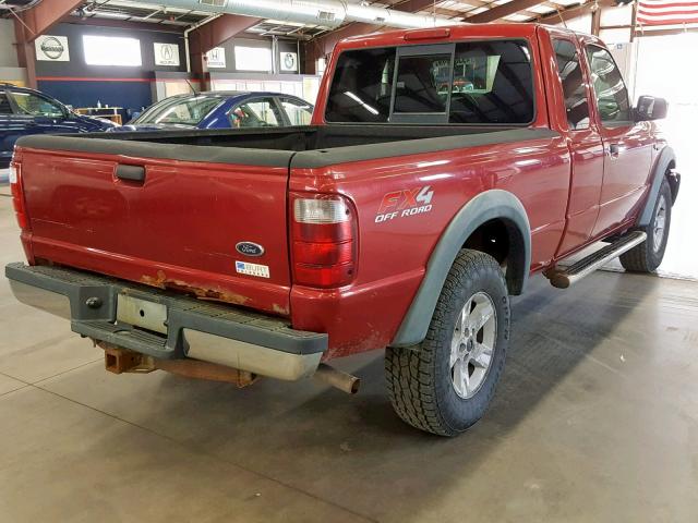 1FTZR45E54PA54206 - 2004 FORD RANGER SUP RED photo 4