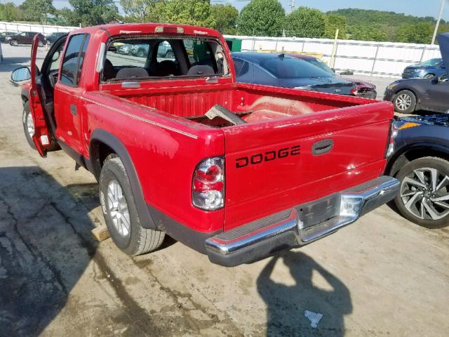 1B7HL38XX2S625106 - 2002 DODGE DAKOTA QUA RED photo 3