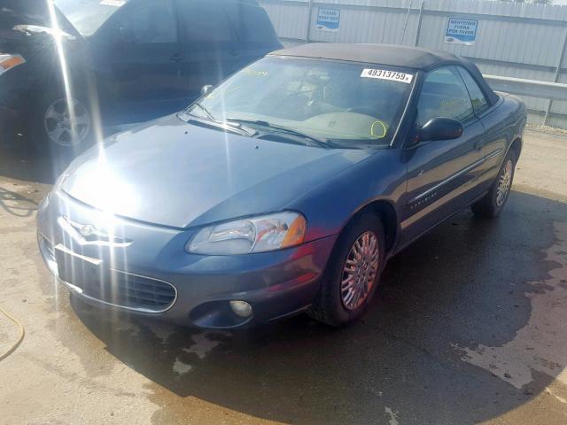 1C3EL45U61N728415 - 2001 CHRYSLER SEBRING LX BLUE photo 2