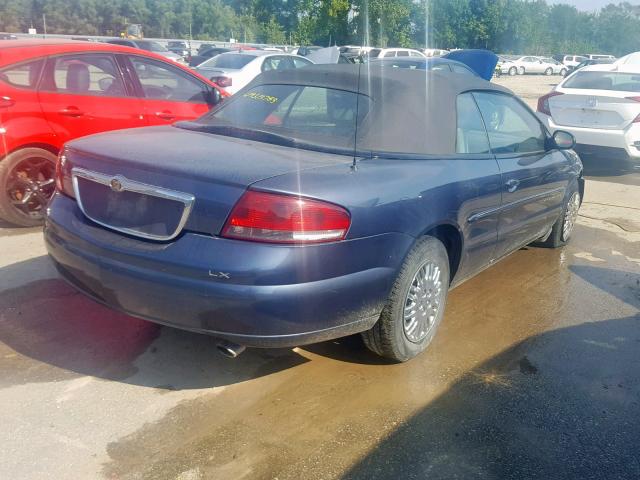 1C3EL45U61N728415 - 2001 CHRYSLER SEBRING LX BLUE photo 4