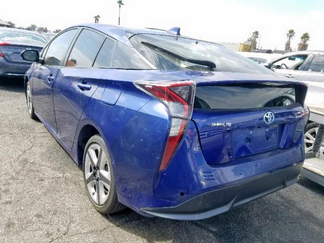 JTDKARFU9G3518511 - 2016 TOYOTA PRIUS BLUE photo 3