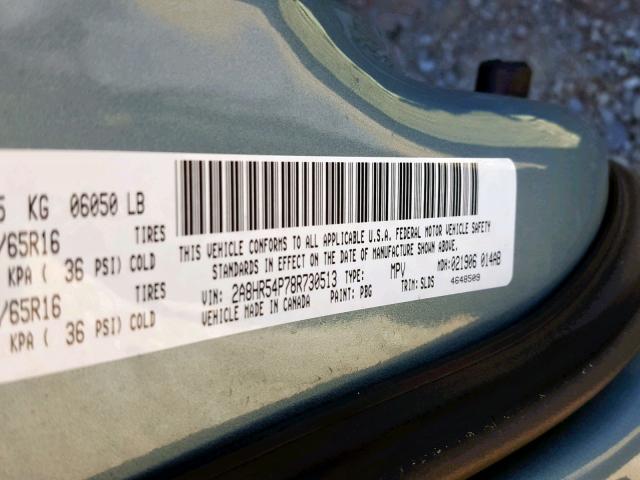 2A8HR54P78R730513 - 2008 CHRYSLER TOWN & COU BLUE photo 10